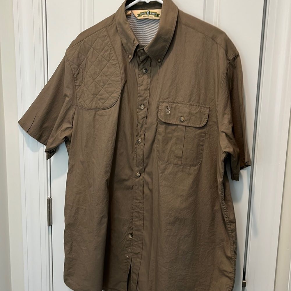 Bob Allen Cotton Shirt Brown Khaki Shotgun Shooting Hunting Vented Back Men’s XL